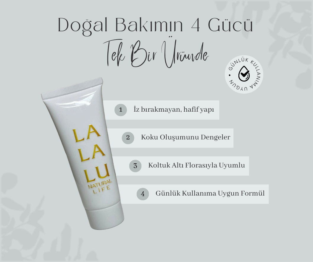 LALALU Doğal Deodorant Pudra | Alüminyumsuz Lekesiz Koltuk Altı Bakımı Deodorantı